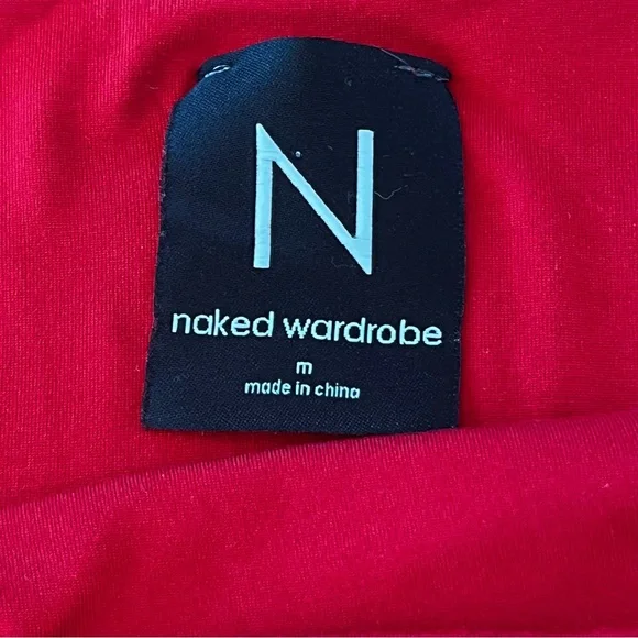 NAKED WARDROBE Red Tank Square Neck Bodysuit Size M Soft Shaping Minimalist Chic - Picture 6 of 6